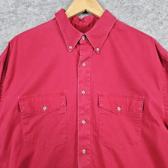 Wrangler Men's Shirt X-Long Tails Size 17.5-36 (XL) Red 100% Cotton Button Down - Picture 2 of 11